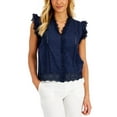 thumbnail image 1 of Charter Club Cotton Ruffled Eyelet Top Intrepid Blue M, 1 of 1
