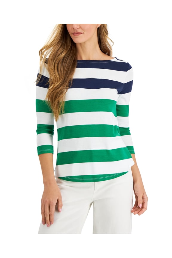 Cotton Striped Top Bright Myrtle Combo XS