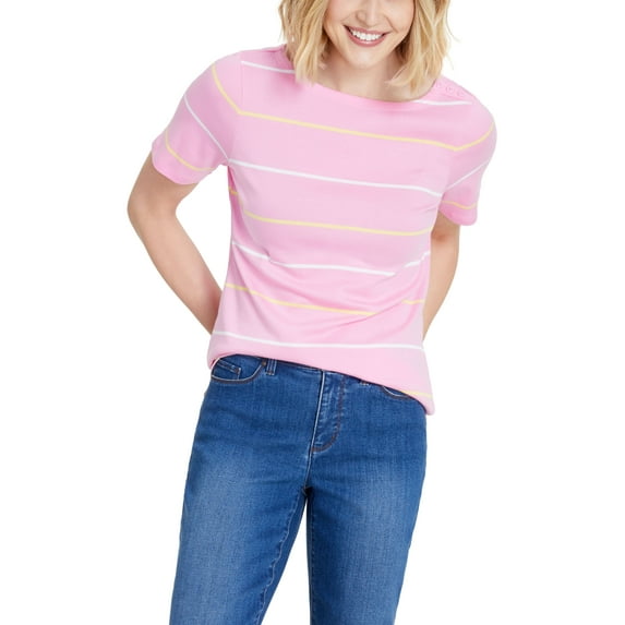 Charter Club Cotton Striped Top Bubble Bath Stripe Combo M