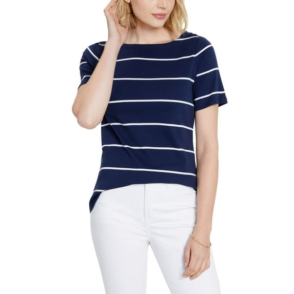 Charter Club Cotton Striped Top Intrepid Blue Stripe Combo S