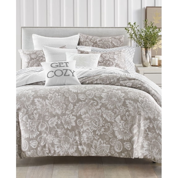 Charter Club Damask Designs Jacobean 300TC 2 Piece Comforter Set, Gray Twin XL