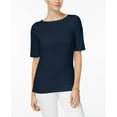 thumbnail image 1 of Charter Club Elbow-Sleeve Textured Top (Intrepid Blue, XS), 1 of 1