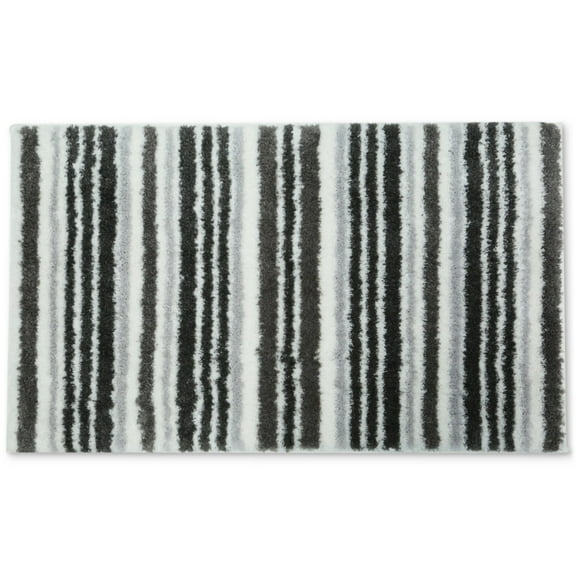 Charter Club Elite Tri-Stripe Bath Rug Size 19" x 34", Graphite Brown