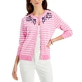 thumbnail image 1 of Charter Club Embroidered Stripe Cardigan Bubble Bath Combo L, 1 of 1