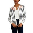 thumbnail image 1 of Charter Club Embroidered Stripe Cardigan Intrepid Blue Combo L, 1 of 1