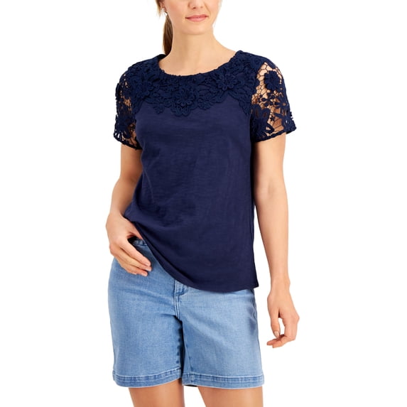 Charter Club Embroidered T-Shirt Intrepid Blue M