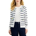 thumbnail image 1 of Charter Club Embroidered Yoke Cardigan Bright White Combo L, 1 of 1