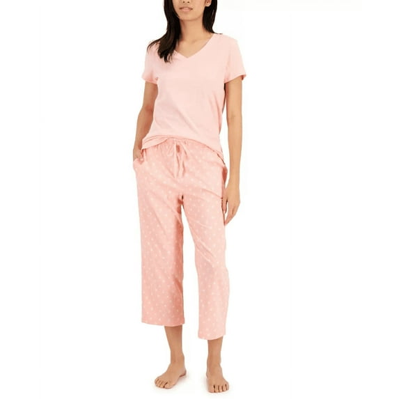 Charter Club Everyday Cotton V-Neck Pajama T-Shirt, Orange Blossom, Large