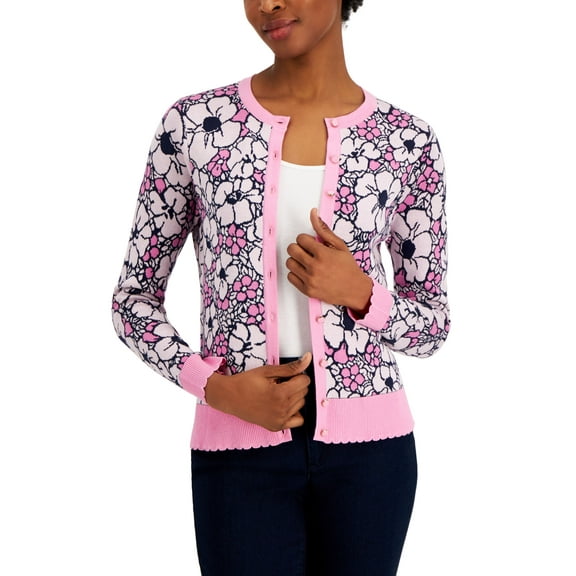 Charter Club Floral Jacquard Cardigan Bubble Bath Combo XL