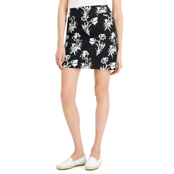 Charter Club Floral Print Skort Deep Black XL