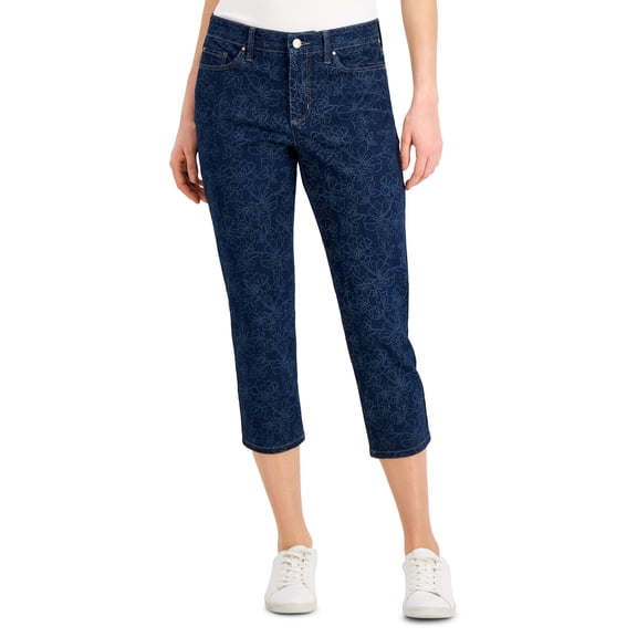 Charter Club Flower Line Capri Pants Atlantic Wash 12