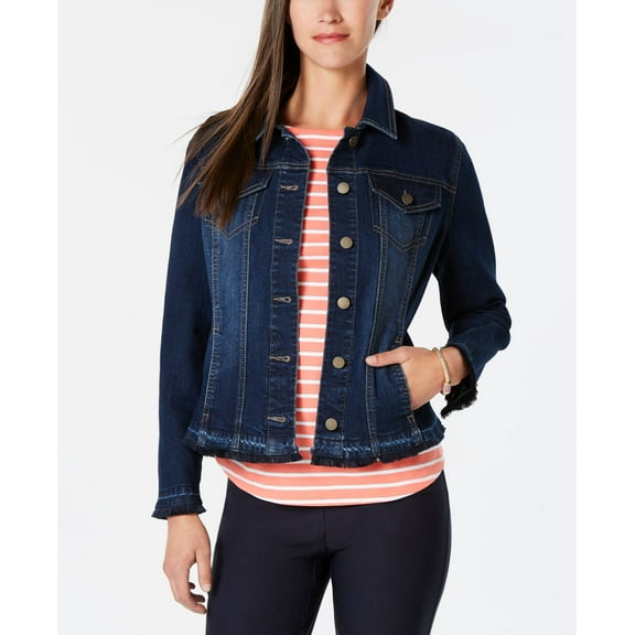 Charter Club Frayed Trim Jean Jacket Atlantic Wash 2XL