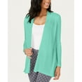 thumbnail image 1 of Charter Club Geo Stitch Open Front Cardigan Aqua Gloss M, 1 of 1