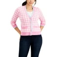 thumbnail image 1 of Charter Club Gingham Cardigan Bubble Bath 2XL, 1 of 1