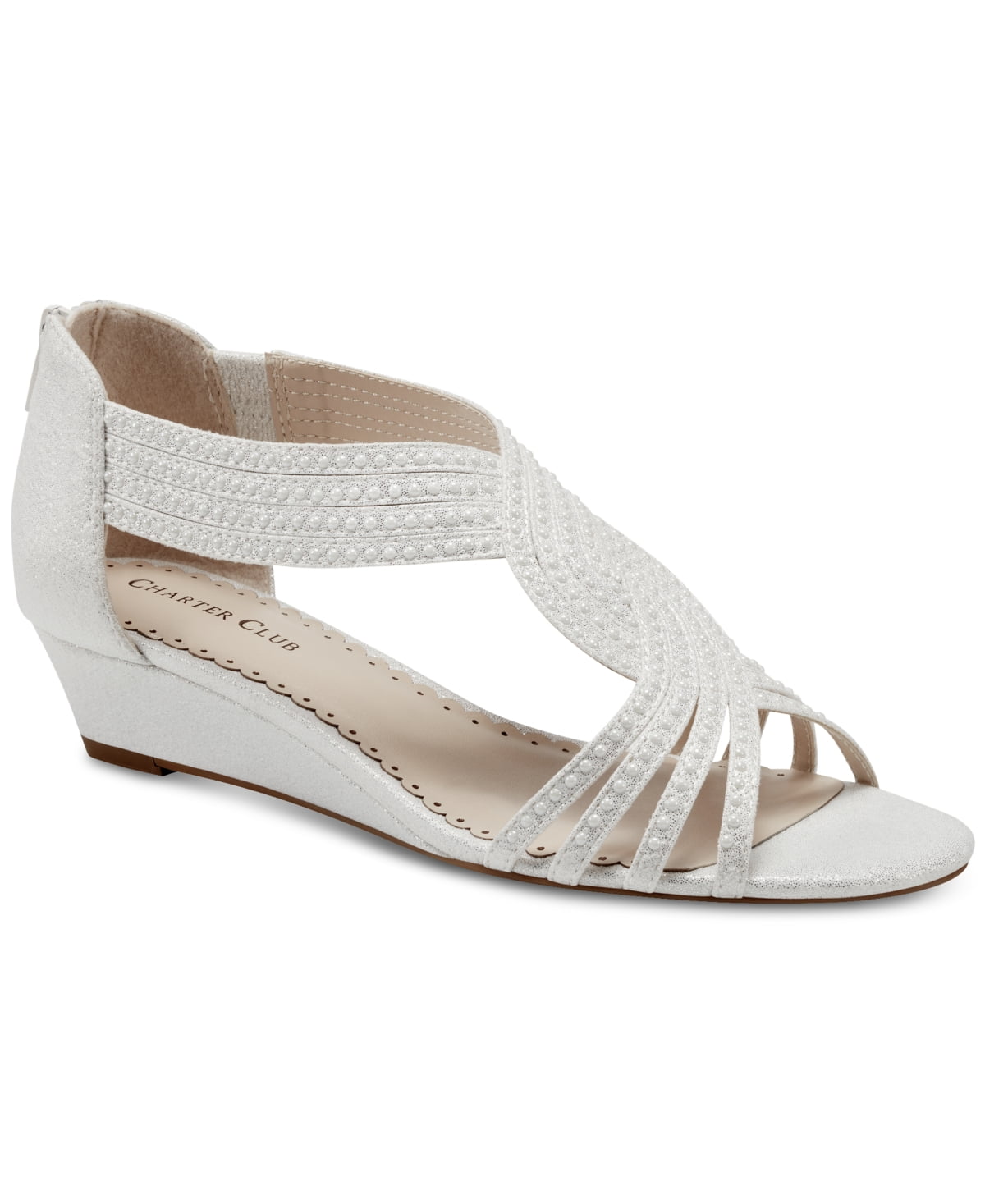 Charter Club Ginifur Wedge Sandals White Pearl 10.5M Walmart