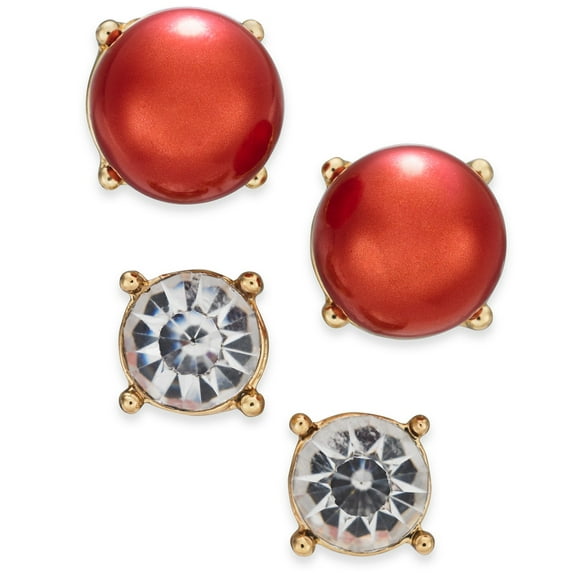Charter Club Gold-Tone Colored Imitation Pearl 2-Pc. Set Stud Earrings, Gold