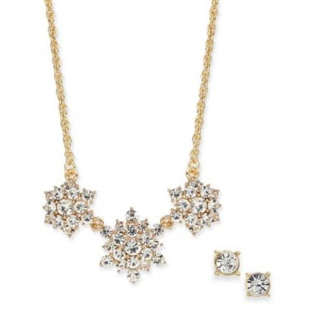 Charter Club Gold-Tone Crystal Burst Collar Necklace & Stud Earrings Set