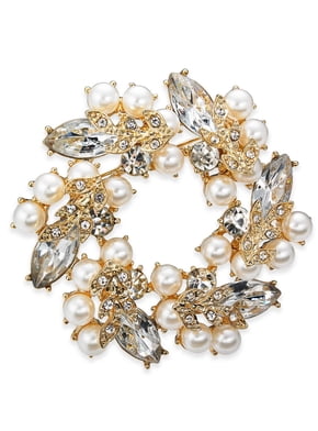 JUNYY Women's Dainty Pearl Brooch Pin - Elegant Rhinestone Bow Lapel Pin For Outfits