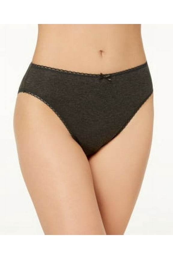 Intimates Pretty High-Cut Cotton Bikini Panty Charcoal Heather Gray Small