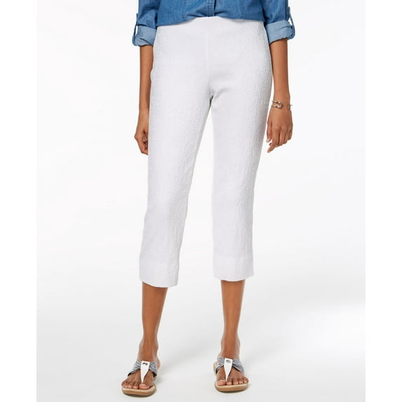 Charter Club Jacquard Textured Capri Pants Bright White 6