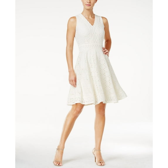 Charter Club Lace Fit Flare Dress Vintage Cream XXL