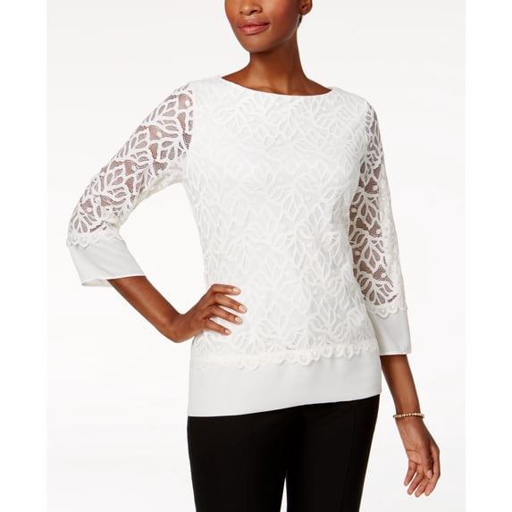 Charter Club Lace Top Cloud XS