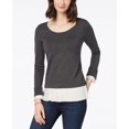 thumbnail image 1 of Charter Club Layered Look Sweater Charcoal Heather S, 1 of 1
