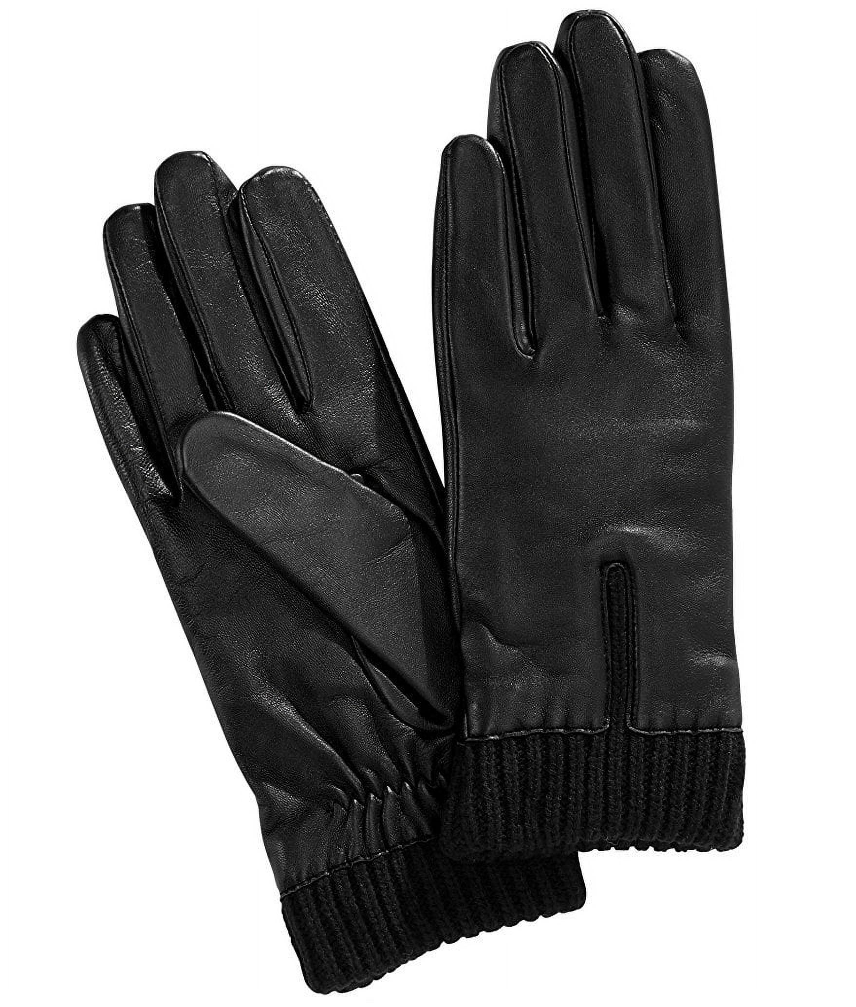 Charter Club Leather Gloves with Knit Cuff M