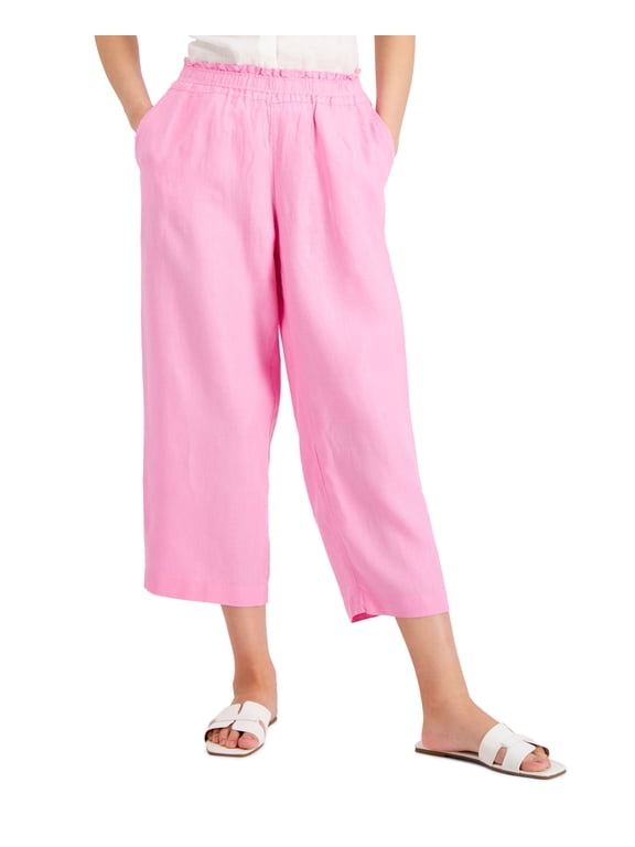 Linen Cropped Pull On Pants Bubble Bath XL