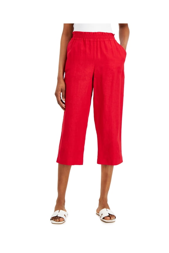 Linen Cropped Pull On Pants Red Barn XL