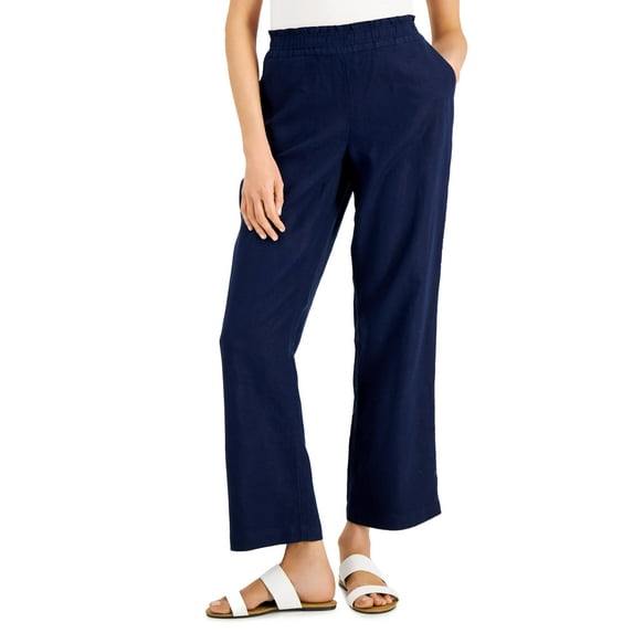 Charter Club Linen Pull-On Pants Intrepid Blue XL
