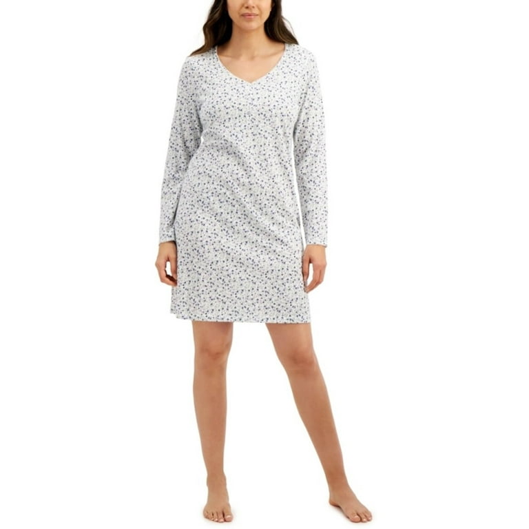 Charter Club Long Sleeve Cotton Nightgown White Small Walmart