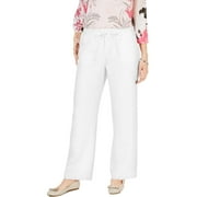 Charter Club Luxury Womens Petites Linen Elastic Straight Leg Pants