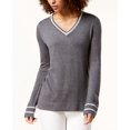thumbnail image 1 of Charter Club Metallic Trim Sweater Heather Charcoal XS, 1 of 1