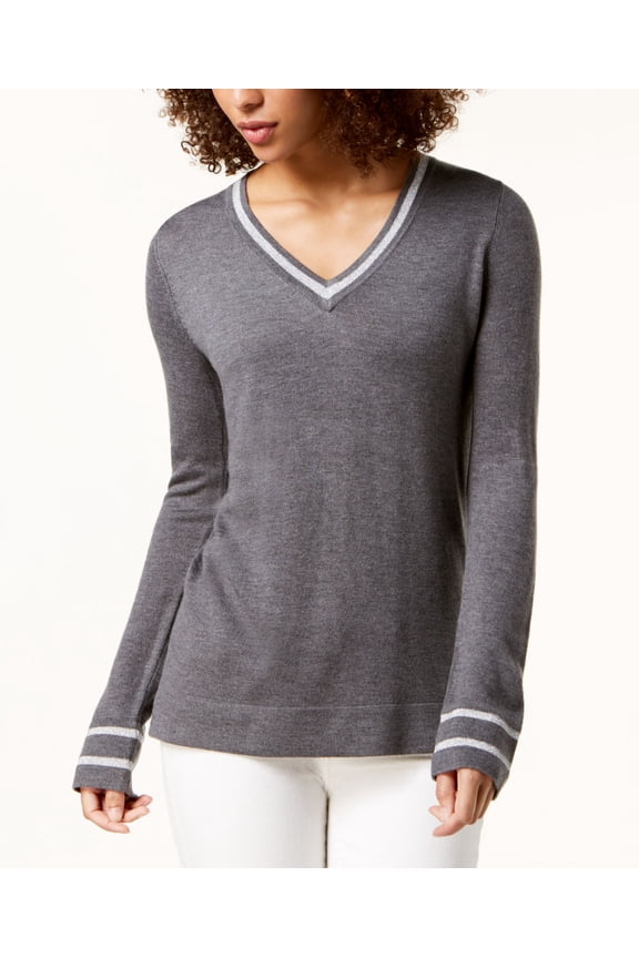 Metallic Trim Sweater Heather Charcoal XS