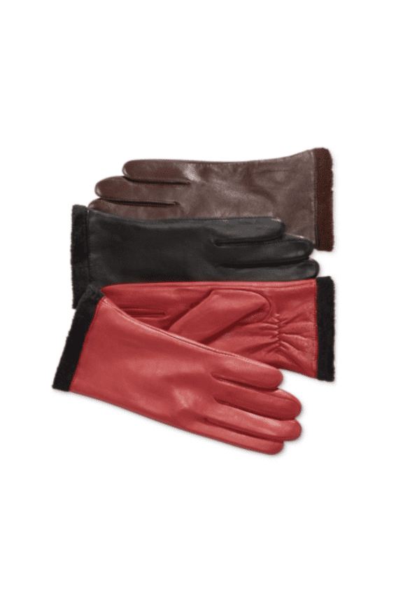 Micro Faux Fur Lined Leather Tech Gloves