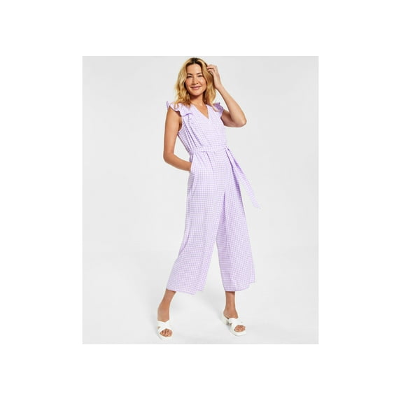 Charter Club Mommy Me Womens Cropped Gingham Jumpsuit Freesia Dusk Combo S