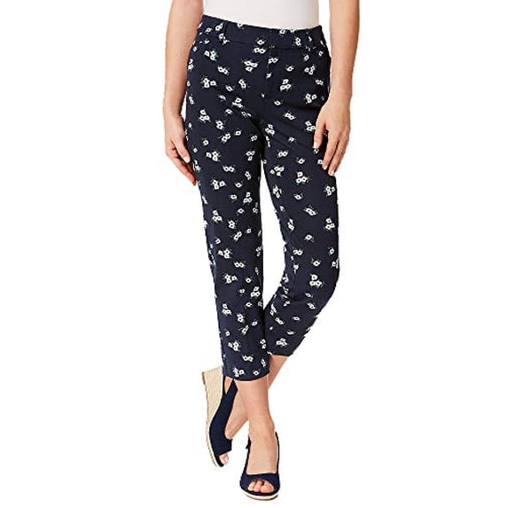 Charter Club Newport-Print Slim-Leg Cropped Pants (Intrepid Blue Combo, 6)