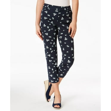 Charter Club Newport-Print Slim-Leg Cropped Pants Womens 18 Blue MSRP $68