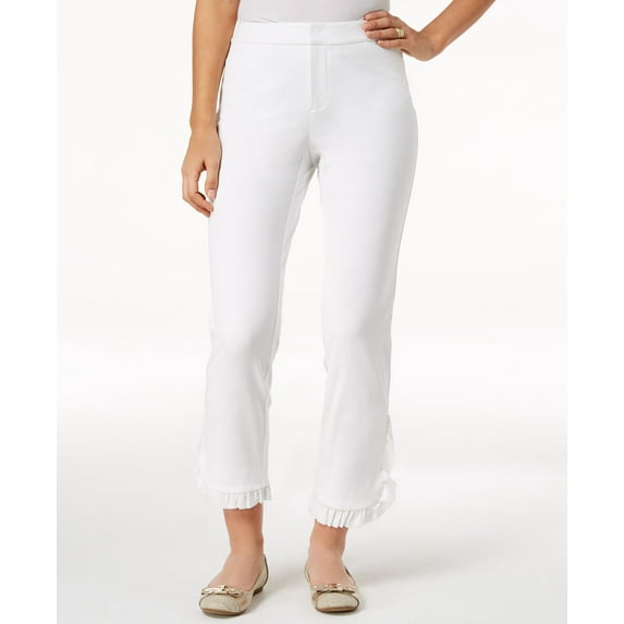 Charter Club Newport Ruffled Cropped Pants Bright White 8