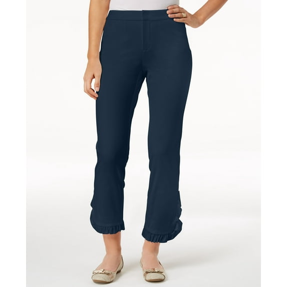 Charter Club Newport Ruffled Cropped Pants Intrepid Blue 16