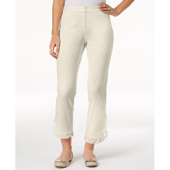Charter Club Newport Ruffled Cropped Pants Womens 4 Beige pants MSRP $68