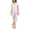 thumbnail image 1 of Charter Club Notched Collar Top &amp; Capris Pajama Sets, Purple, Small, 1 of 1