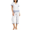 thumbnail image 1 of Charter Club Notched Collar Top &amp; Capris Pajama Sets, White, Large, 1 of 1