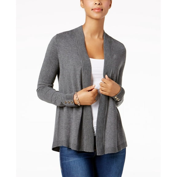 Charter Club Open Front Cardigan Charcoal Heather 2XL