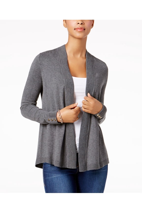 Open Front Cardigan Charcoal Heather 2XL