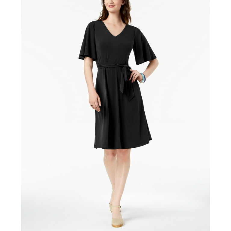 Charter Club Petite Belted A Line Dress Deep Black PM Walmart