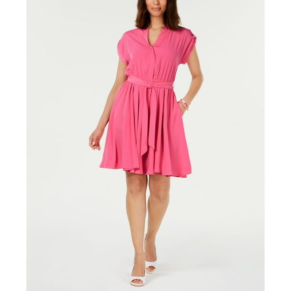 Charter Club Petite Belted Dress Cerise Pink 8P