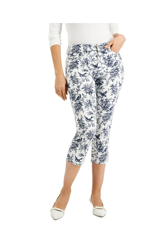 Petite Bristol Printed Capri Jeans Bright White 8P