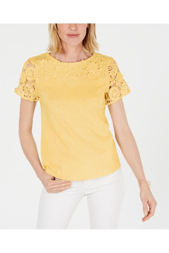 Petite Cotton Embroidered T-Shirt Citron Aura PXL